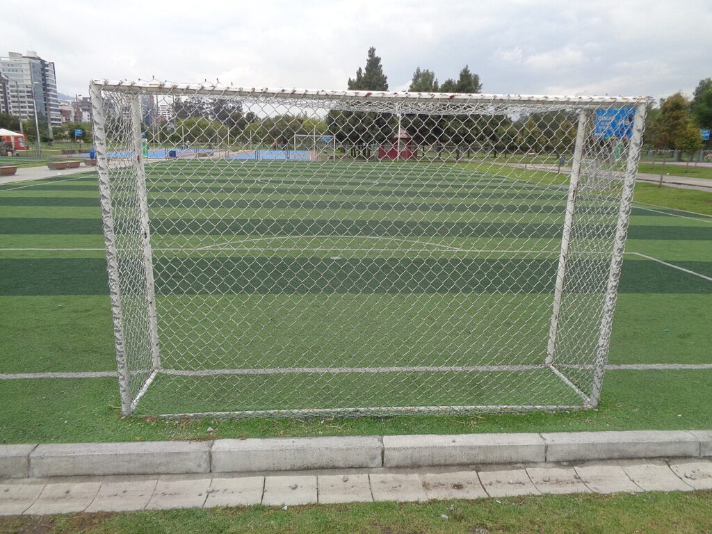 (Parque La Carolina) football pitch (football field, soccer field) campo de fútbol (Parque La Carolina) Quito Ecuador Photo by, David Adam Kess 2019, Wkimedi ' Sony Camera.